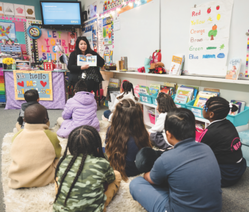 Students listen to a story at El Cajon SDA Christian School.