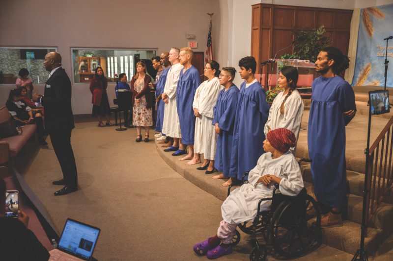 New members gather following their baptism at the conclusion of the Seeds of Truth Bible series.