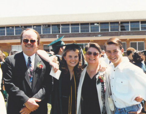 Fred Kinsey celebrates his daughter Stephanie's academy graduation at Rio Lindo Adventist Academy.