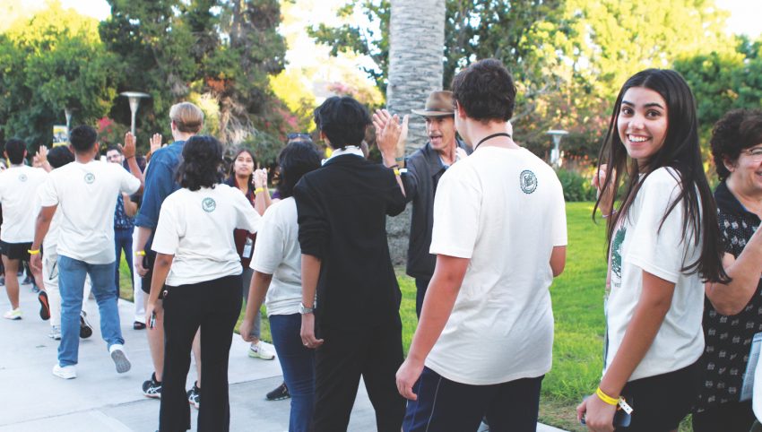 <p>Freshmen participate in the traditional La Sierra University Hello Walk on Sept. 20, 2023. </p><p>Los estudiantes de primer año participan en la tradicional Hello Walk de La Sierra University 
el 20 de septiembre de 2023.</p>