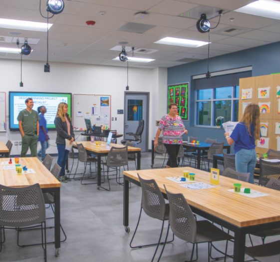 Guests are given the grand tour of the new classrooms.