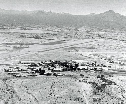 Aerial view of Thunderbird Field around the time of its purchase by the Arizona Conference. (Courtesy Scottsdale Historical Society)