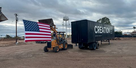 The Thunderbird water tower now looks over an empty lot where the new Thunderbird Commerce Park will be developed.