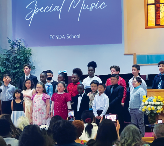 Students sing together for special music.