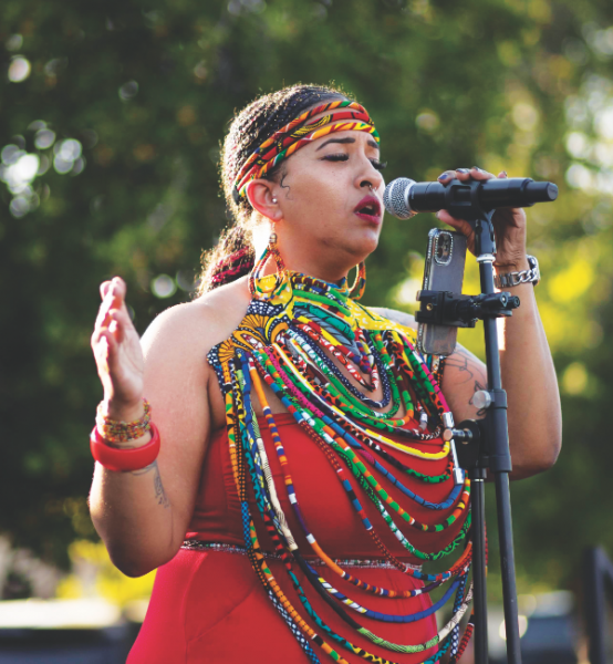 Amoré the Songstress performs a powerful song.