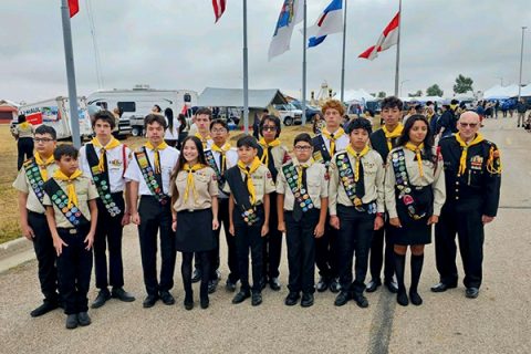Arizona Pathfinders participate in one of the flag-raising ceremonies at camporee.