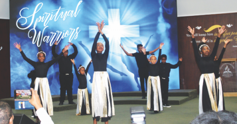 VC Children’s Praise Dancers perform to “This Is a War Cry” during the Sabbath afternoon concert.