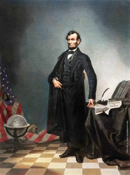 Vintage portrait of Abraham Lincoln, the 16th president of the United States, serving from 1861 until his assassination in 1865.