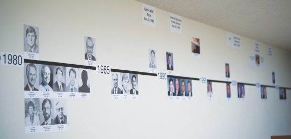 Multiple walls were adorned to highlight church history of 
the past 100 years.