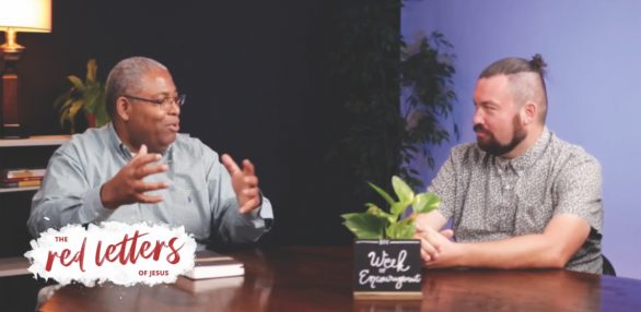 Host, Lee, and guest host, Adam Hicks, associate pastor of Temple City, discuss messages shared during the Week of Spiritual Encouragement in 2021, themed “Red Letters of Jesus.”  (Photo: @sccadventists on YouTube)