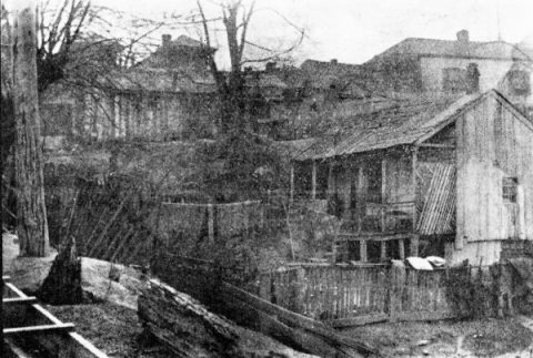 Typical Black settlement on Fort Hill in Vicksburg, Mississippi, where the first work of the Southern Missionary Society was undertaken.