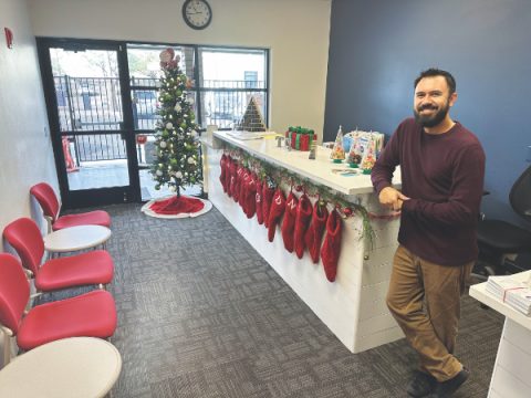 Office Manager Zak Adams is proud of the new layout of the school office.