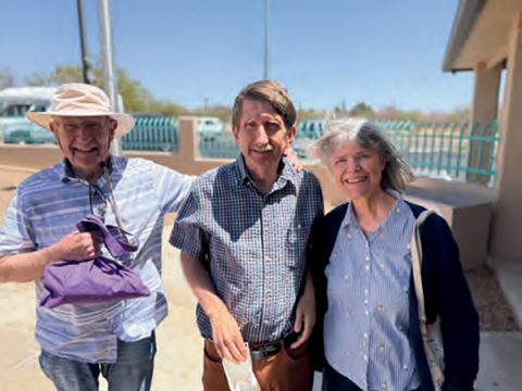 (From left to right) Pastor Alvin Schnell,
School board Chair David Allen and wife
Connie take part in the festivities.