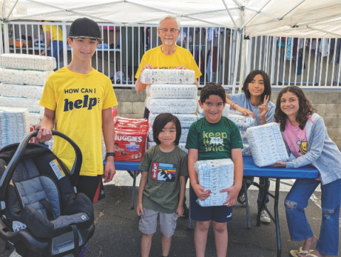 Azure Hills members collect diaper donations.