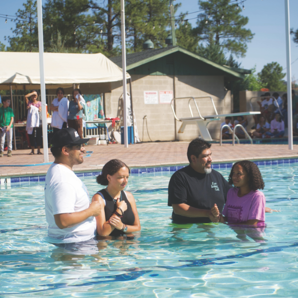 Campers are baptized at Camp Yavapines.