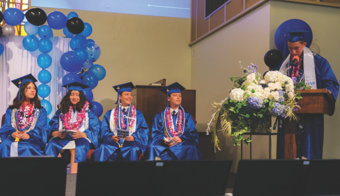Jacob gives his graduation speech to OAE.
