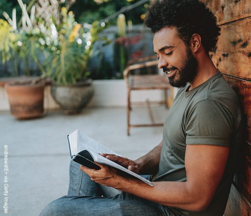 Young man reading the Bible