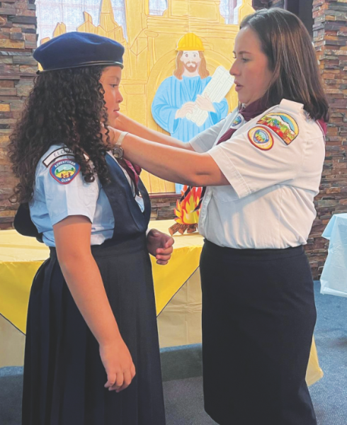 Francesca is invested as a Builder in the Reno-Sparks Hispanic church Adventurers Club.