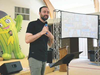 Growing Youth Leaders Director Aren Rennacker presented the opening message on Friday night.
