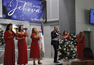 The praise team leads the worship service.