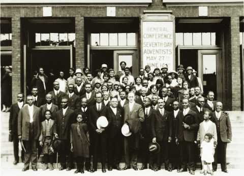 Rodgers in front row with Black delegates and guests at the 1926 General Conference Session, Milwaukee, Wisconsin.