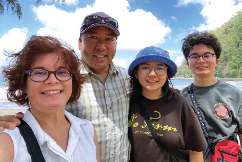 Jennifer Lew (left), Conejo Adventist Elementary School principal, pictured here with her family, was the 2020 recipient of the Principal’s Retention Fund Hawaii trip.