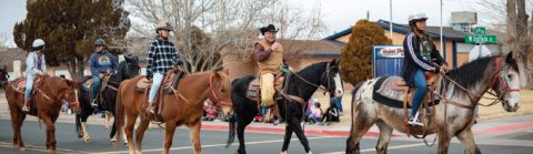 Fred leads HIS students on one last ride during the Pony Express Parade in Holbrook, Ariz.