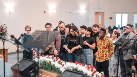 Young people from across the conference respond to an altar call after a weekend filled with inspiration and the power of the Holy Spirit.