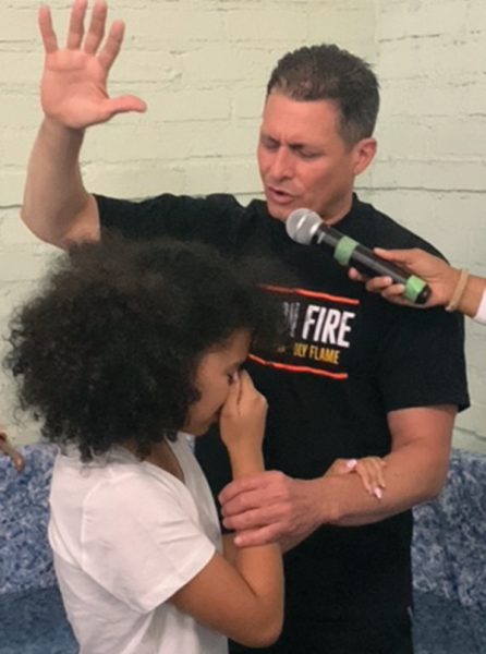 Rivera baptized eight children on the final day of VBS.