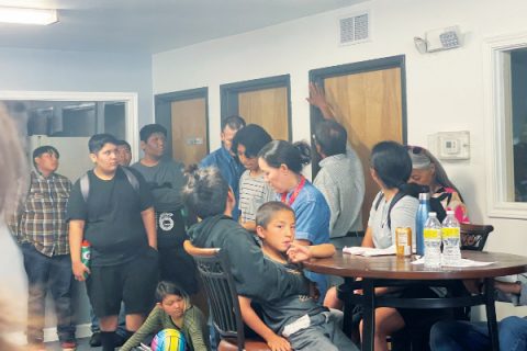 Former HIS student and pastor, Charlie Whitehorse, anoints the girls’ and boys’ dorms among other places on campus at the suggestion of Native representatives of the board, being mindful of Navajo beliefs regarding the deceased.