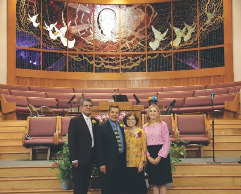 From left to right: Salazar, Rosete, Ellen Rosete, and Esther Salazar pose for a picture after the service to congratulate Rosete in retirement.