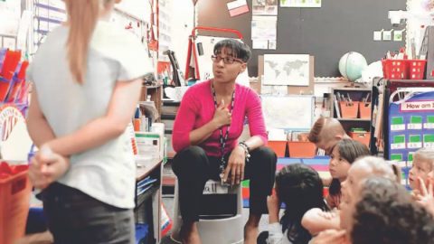 Nevada’s 2023 Teacher of the Year Connie Hall is in the setting where she thrives—her classroom at Lloyd Diedrichsen Elementary.