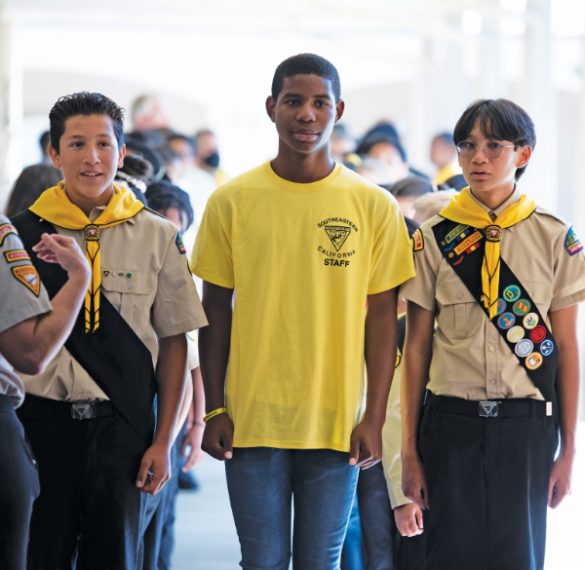 San Bernardino County Pathfinders prepare to march in.