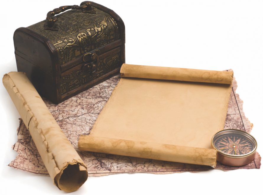 ancient chest with a paper