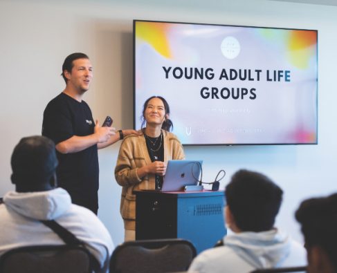 Filip Milosavljevic and Kelly Lin lead a breakout session.