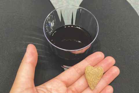 The heart-shaped bread during Friday night communion reminds participants of God’s love for them.